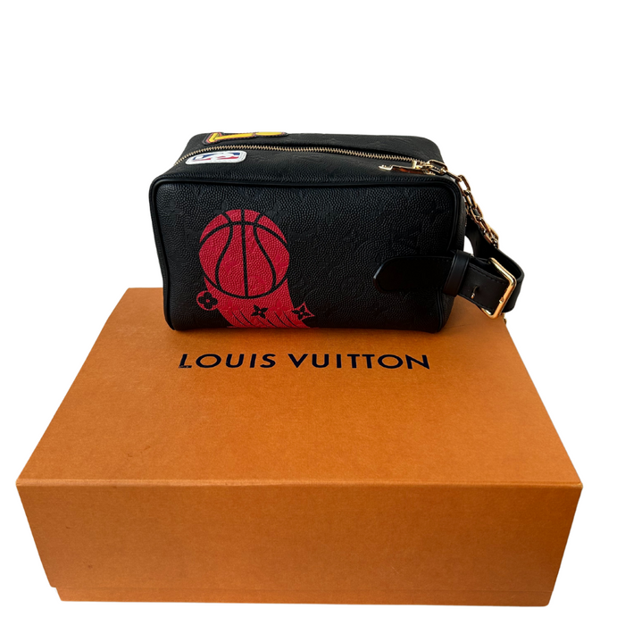 Louis Vuitton Dopp kit X NBA Calfskin Monogram Embossed Cloakroom Dopp Kit Black
