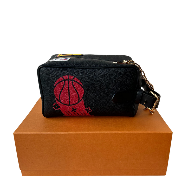 Louis Vuitton Dopp kit X NBA Calfskin Monogram Embossed Cloakroom Dopp Kit Black