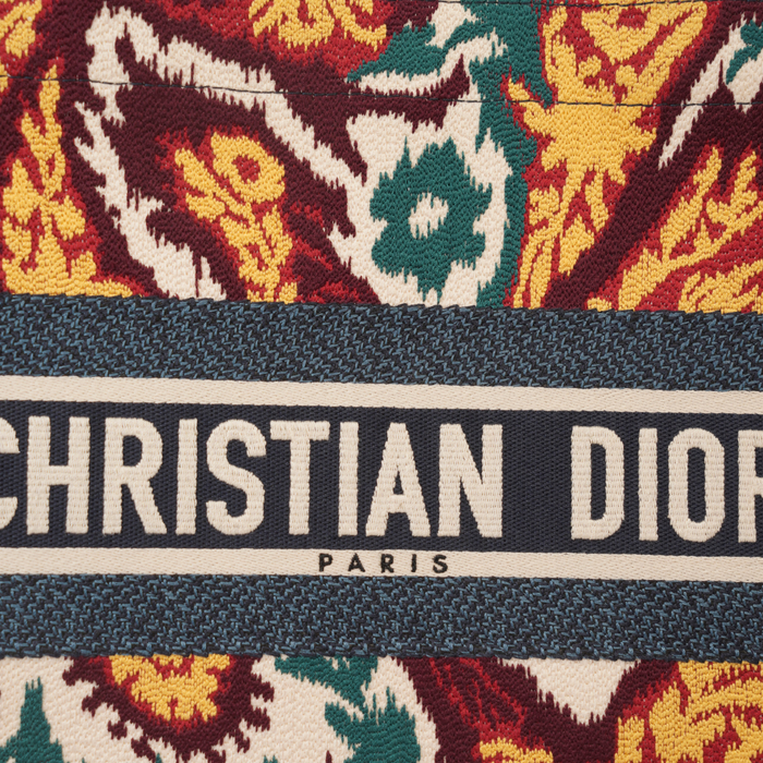Sac cabas Christian Dior Book Tote moyen modèle en toile imprimée à motifs multicolore bleue rouge et jaune
