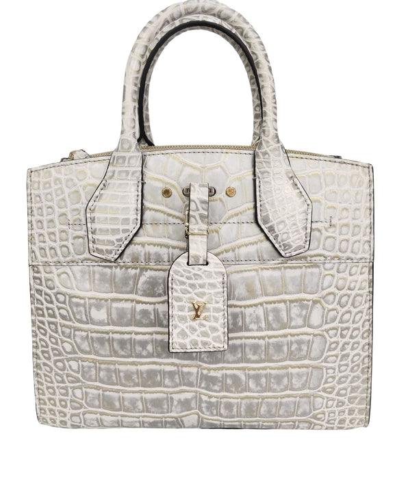 LV STEAMER MINI CROCO GREY GOLD NEW