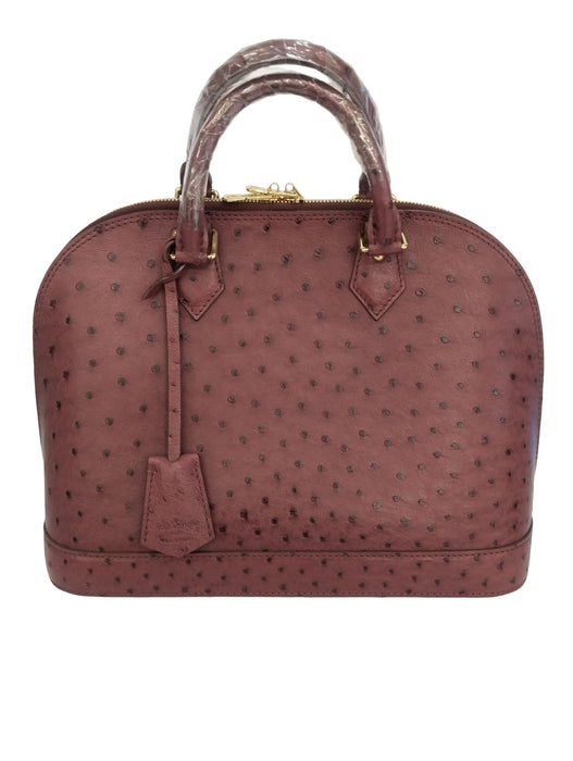 LV ALMA PM OSTRICH BURGUNDY GHW PRW PRE-LOVED